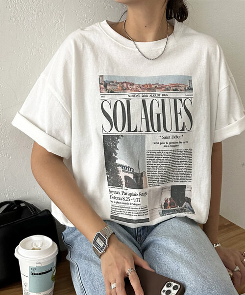 「DISCOAT」 半袖Tシャツ FREE ホワイト系その他2 レディース_画像9