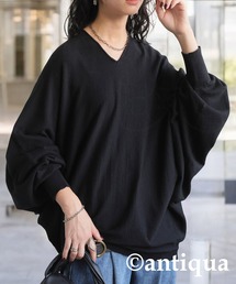 「antiqua」 「pattern torso」長袖ニット ONESIZE ブラック レディースの画像6