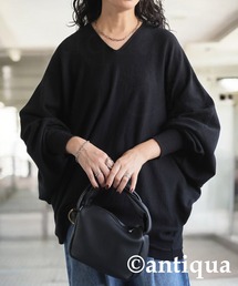 「antiqua」 「pattern torso」長袖ニット ONESIZE ブラック レディースの画像7