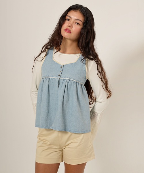 「TINA:JOJUN」 ベスト M サックスブルー レディース_画像3