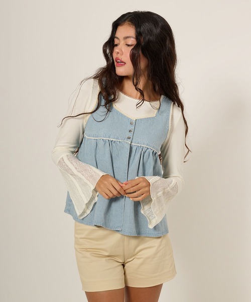 「TINA:JOJUN」 ベスト M サックスブルー レディース_画像5