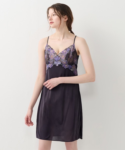 トレフル　スリップ＆ショーツセット フルカップブラジャーショーツセット（大花エレガントレース