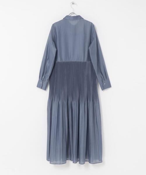 HYKE プリーツ ロングシャツワンピース ブルー ワンピース プリーツロングシャツワンピース : ZOZOTOWN Yahoo!店