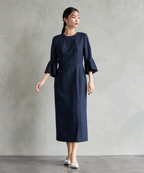「AIMER」 7分袖ワンピース MEDIUM ネイビー レディース_画像9