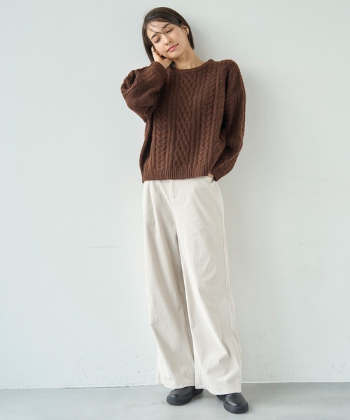 「mil」 コーデュロイパンツ - グレイッシュベージュ レディース_画像7