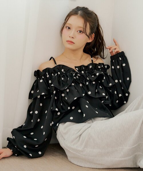 khaju ２WAYドットブラウス Khaju（カージュ）の「Khaju:2WAYドットロングスリーブブラウス【一部