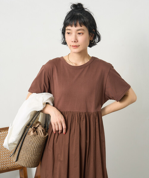 ワンピース インド ドッキング Tシャツワンピース/異素材切替ワンピースの画像
