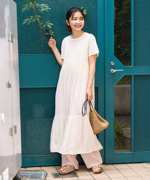 ワンピース インド ドッキング Tシャツワンピース/異素材切替ワンピースの画像