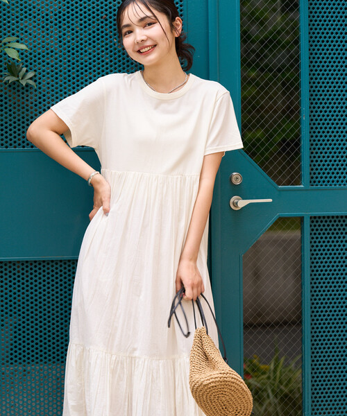 ワンピース インド ドッキング Tシャツワンピース/異素材切替ワンピースの画像