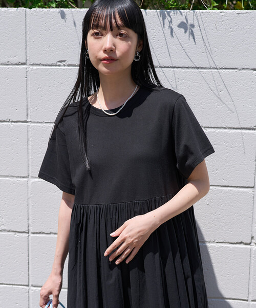 ワンピース インド ドッキング Tシャツワンピース/異素材切替ワンピースの画像