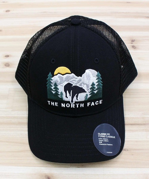 黒のトラッカーキャップ刺繍ロゴ THE NORTH FACE（ザ ノースフェイス） キャップ 帽子 TNF 刺繍入り