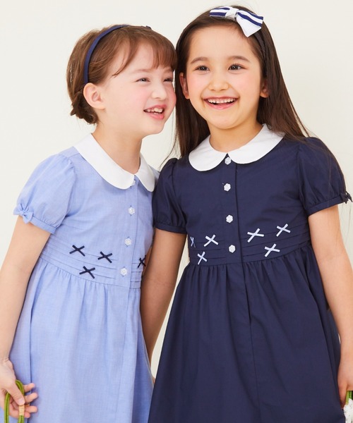 CHOPIN deux」 「KIDS」シャツワンピース 120cm サックスブルー キッズ