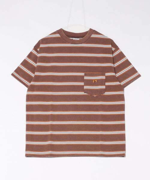 ▪️vintage 80's HANG TENハンテン ボーダーポケットT M茶 HANGTEN（ハンテン） tシャツ 「HANG TEN」LA JOLLA BORDER TEE