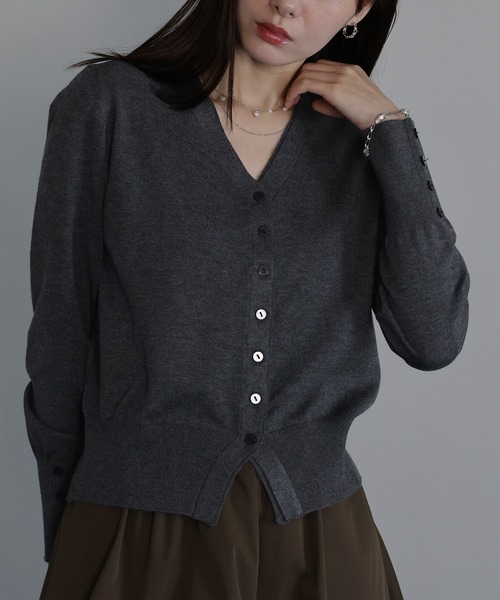 「J by blue」 ニットカーディガン MEDIUM ベージュ レディース_画像4