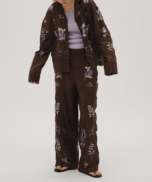 パンツ Embroidery Patchwork Trousers 12610719 メンズの画像