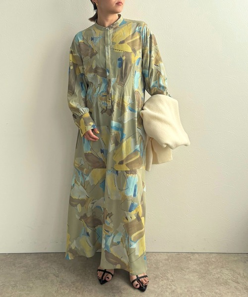 「LHELBIE」 長袖ワンピース M イエロー レディース_画像2