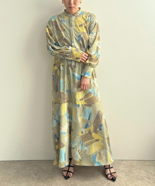 「LHELBIE」 長袖ワンピース M イエロー レディース_画像3