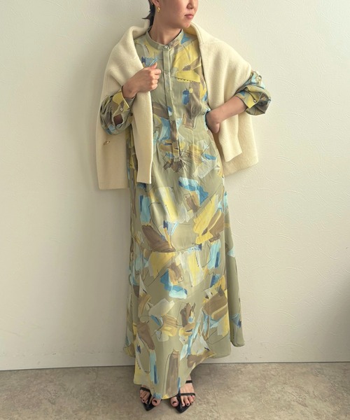 「LHELBIE」 長袖ワンピース M イエロー レディース_画像5