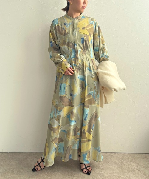 「LHELBIE」 長袖ワンピース M イエロー レディース_画像6
