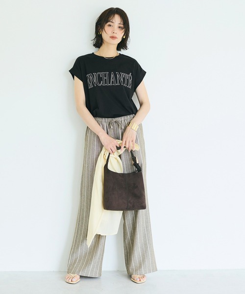 coca（コカ） tシャツ 半袖 フレンチスリーブ刺繍Tシャツ レディース