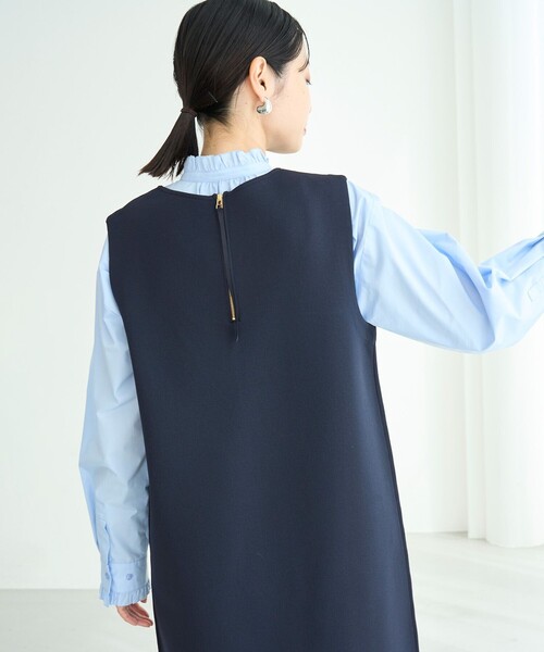 「UNFILO」 ノースリーブワンピース X-LARGE ネイビー レディース_画像3