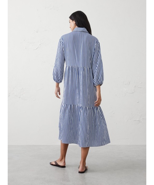 「BANANA REPUBLIC FACTORY STORE」 シャツワンピース S ホワイト×ネイビー レディース_画像5