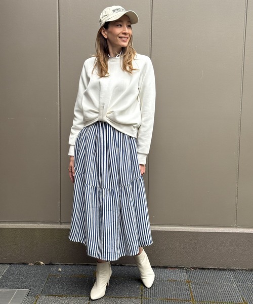 「BANANA REPUBLIC FACTORY STORE」 シャツワンピース S ホワイト×ネイビー レディース_画像6