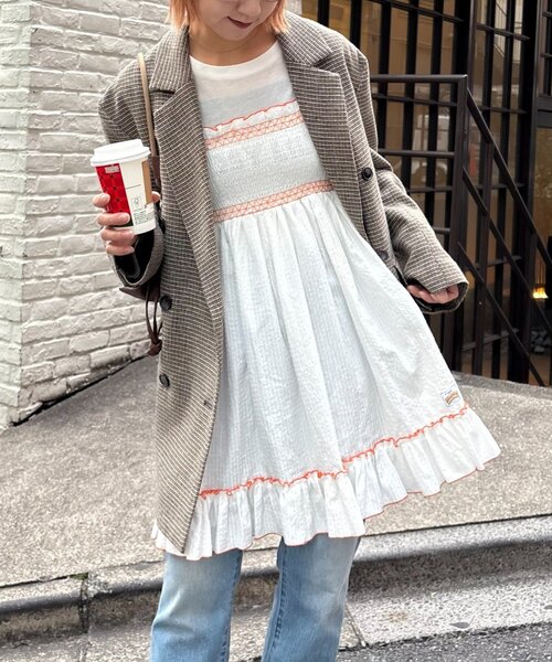 「HELLO.SANFRANCISCO」 キャミソールワンピース ONE SIZE オレンジ レディース_画像2