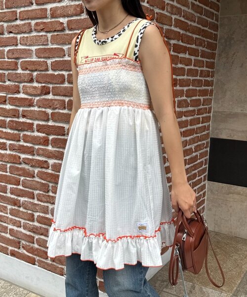 「HELLO.SANFRANCISCO」 キャミソールワンピース ONE SIZE オレンジ レディース_画像4