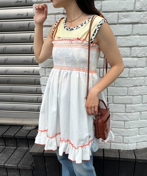 「HELLO.SANFRANCISCO」 キャミソールワンピース ONE SIZE オレンジ レディース_画像5