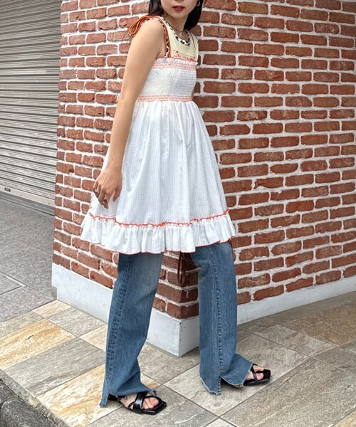 「HELLO.SANFRANCISCO」 キャミソールワンピース ONE SIZE オレンジ レディース_画像8