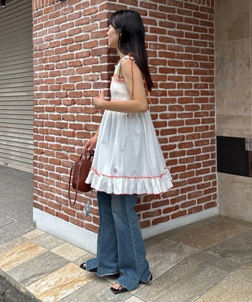 「HELLO.SANFRANCISCO」 キャミソールワンピース ONE SIZE オレンジ レディース_画像9