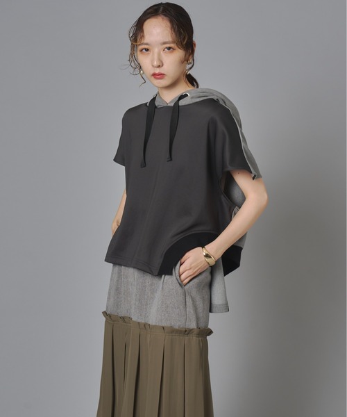 terrace パーカー ジャージドッキングデニムノースリーブパーカー