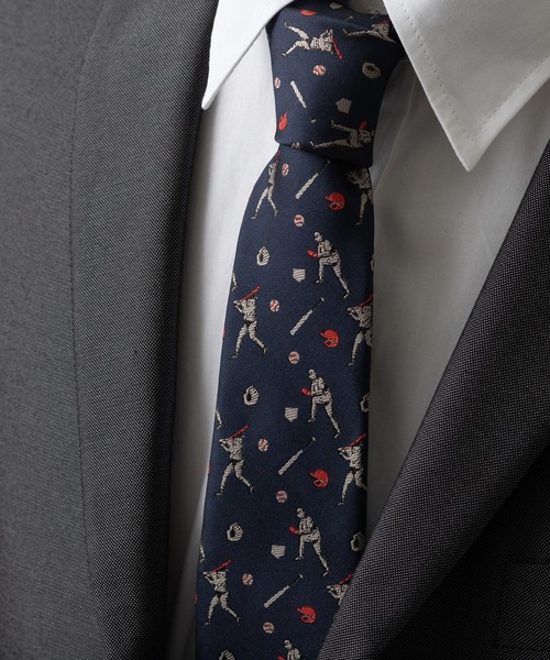 Quit Running（クイトランニング） ネクタイ 野球デザイン 刺繍