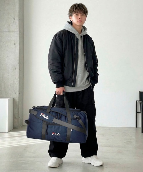 ボストンバッグ 「FILA/フィラ」 WEB限定 別注 筆記体 BIG ロゴ 3way  ボストンバッグ リュック ショルダーバッグ 大容量 47Lの画像