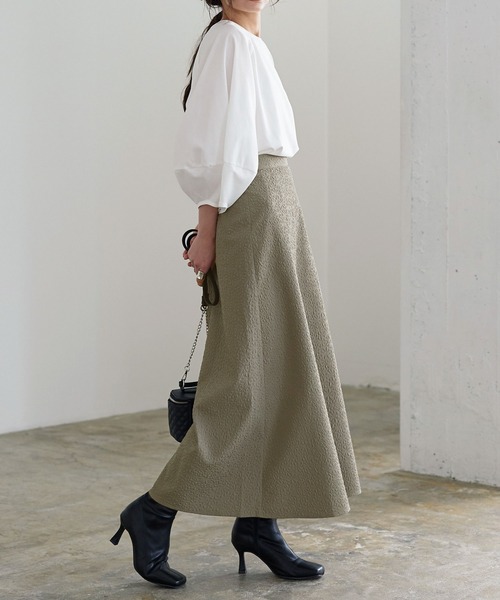 Chloe ワンピース バルーン袖/サーキュラースカート ベージュ Chloe ワンピース バルーン袖/サーキュラースカート ベージュ