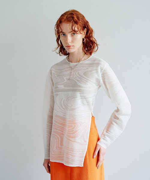 トップス jaguard sheer knit / white jaguard sheer knit(unisex)/white | KNUTH MARF