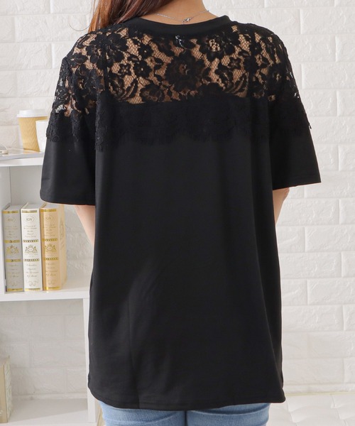 Lace Ladies（レースレディース） tシャツ 半袖 レース切替半袖Tシャツ