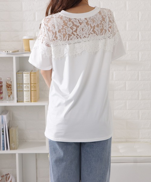 Lace Ladies（レースレディース） tシャツ 半袖 レース切替半袖Tシャツ