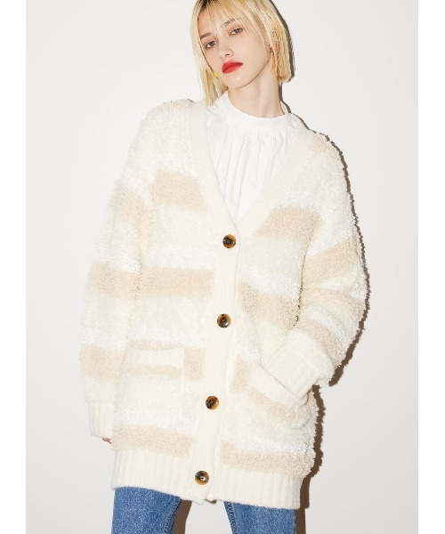 カーディガン ミックスニットオーバーカーディガン レディース  