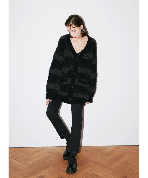 カーディガン ミックスニットオーバーカーディガン レディース  