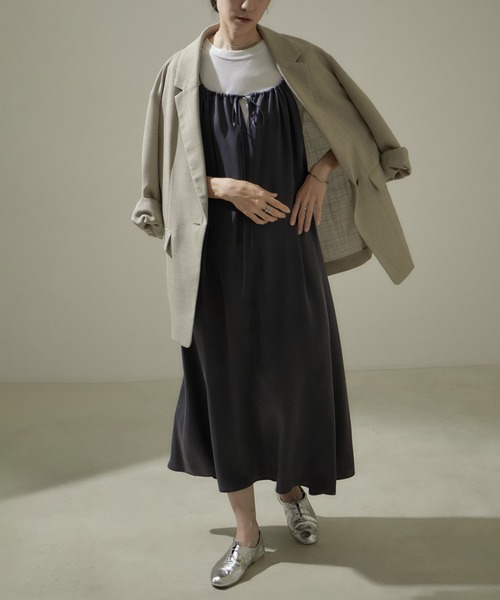 [24SS]GENTLE SILK2WAYキャミワンピース　チャコールグレー SALON adam et rope' ワンピース 「24SS」GENTLE SILK2WAYキャミ