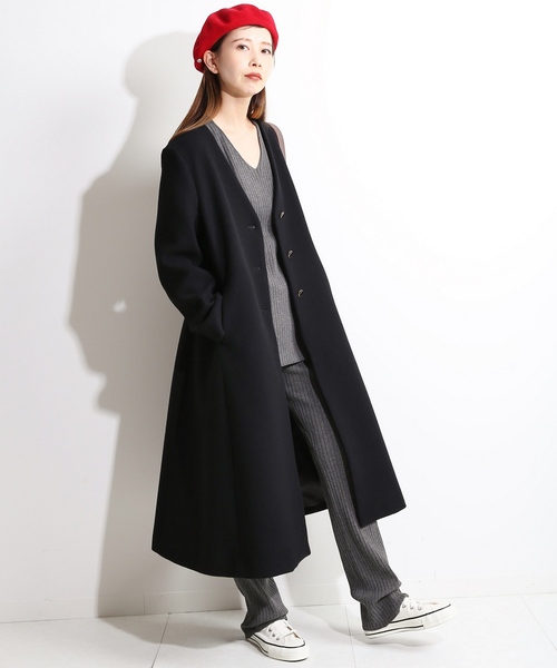 IENA LA BOUCLE」 ノーカラーコート 38 キャメル レディース 