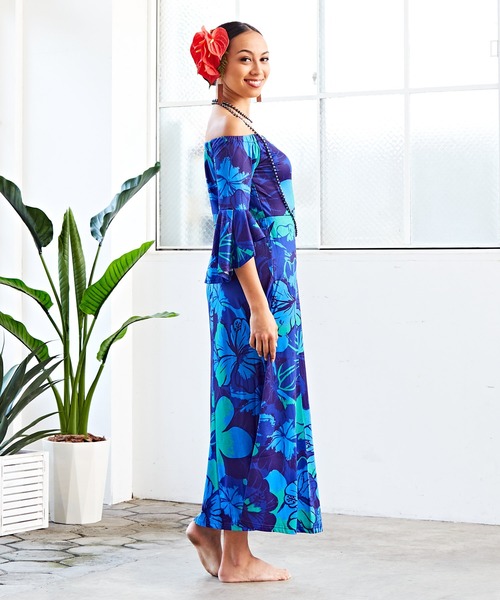 新品Maunaloa フラダンス　フレアスリーブドレス XLマウナロアリゾート マウナロア【Maunaloa】|フラダンス衣装の専門店|プアアロアロベル