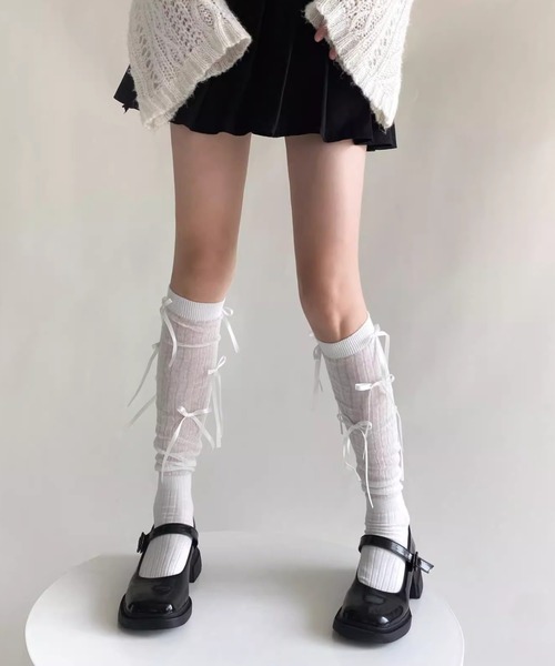 LACーVERT 靴下 リボンハイソックス レディース : ZOZOTOWN Yahoo!店