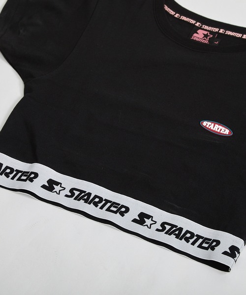 ホワイト　ブラック　ちび半袖　　カットソー STARTER tシャツ / スターター 裾ニットテープ チビTee ショート