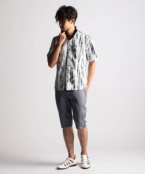 NICOLE CLUB FOR MEN シャツ アラカルトプリント半袖スタンド