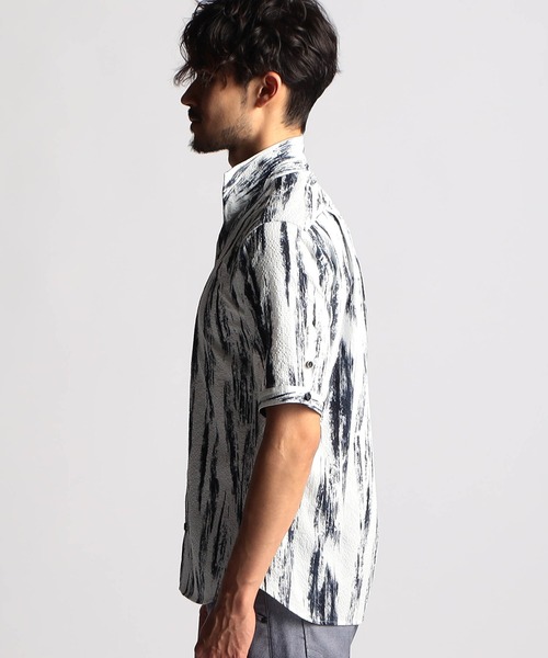 NICOLE CLUB FOR MEN シャツ アラカルトプリント半袖スタンド