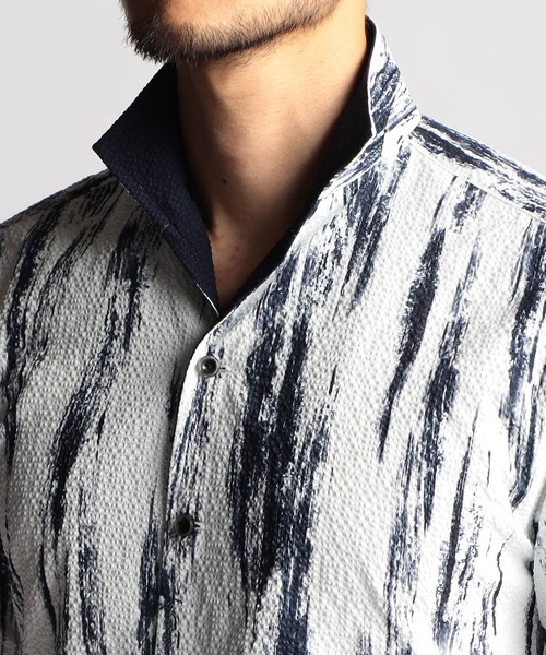 ●新品　ニコル　総柄　日本製　シャツ NICOLE CLUB FOR MEN シャツ アラカルトプリント半袖スタンド