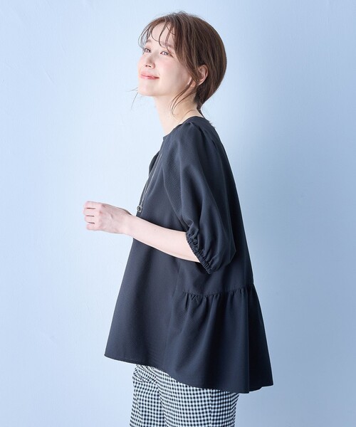 any FAM ブラウス シャツ 「洗濯機可」サッカーギャザーバック